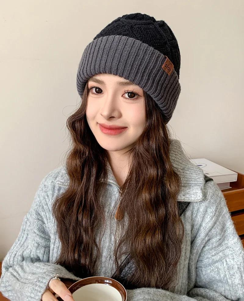 New Women Fashion Slouchy Winter Hats Various Wearing Method Reversible Beanie Hat Thick Knitted Hats