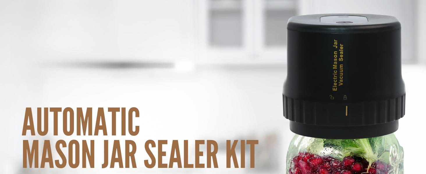 All-New 2026 Electric Mason Jar Vacuum Sealer, Auto Rechargeable Food Saver Kit with 5 Lids & Opener