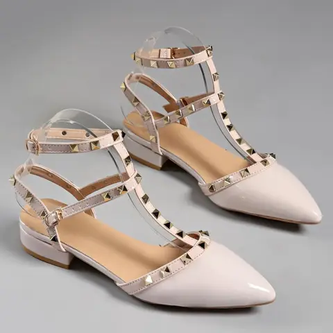 Women's Studded High Heels, Sexy Fashion Pointed Toe Buckle Strap, Mid-Heel Shoes for All Seasons, Stylish Low Ankle Boots, All Match Sandals, Fashionable Footwear