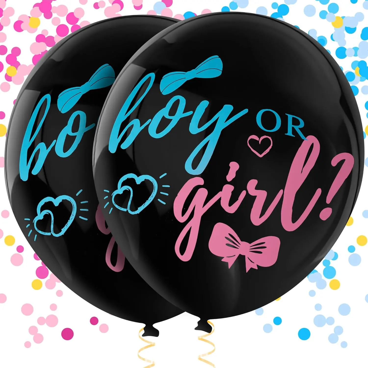 Gender Reveal Balloon Pop - 36 Inch Baby Gender Reveal Balloons With Confetti,2 Pcs Boy or Girl Balloon Gender Reveal Black Large,Big Balloon Gender Reveal Ideas