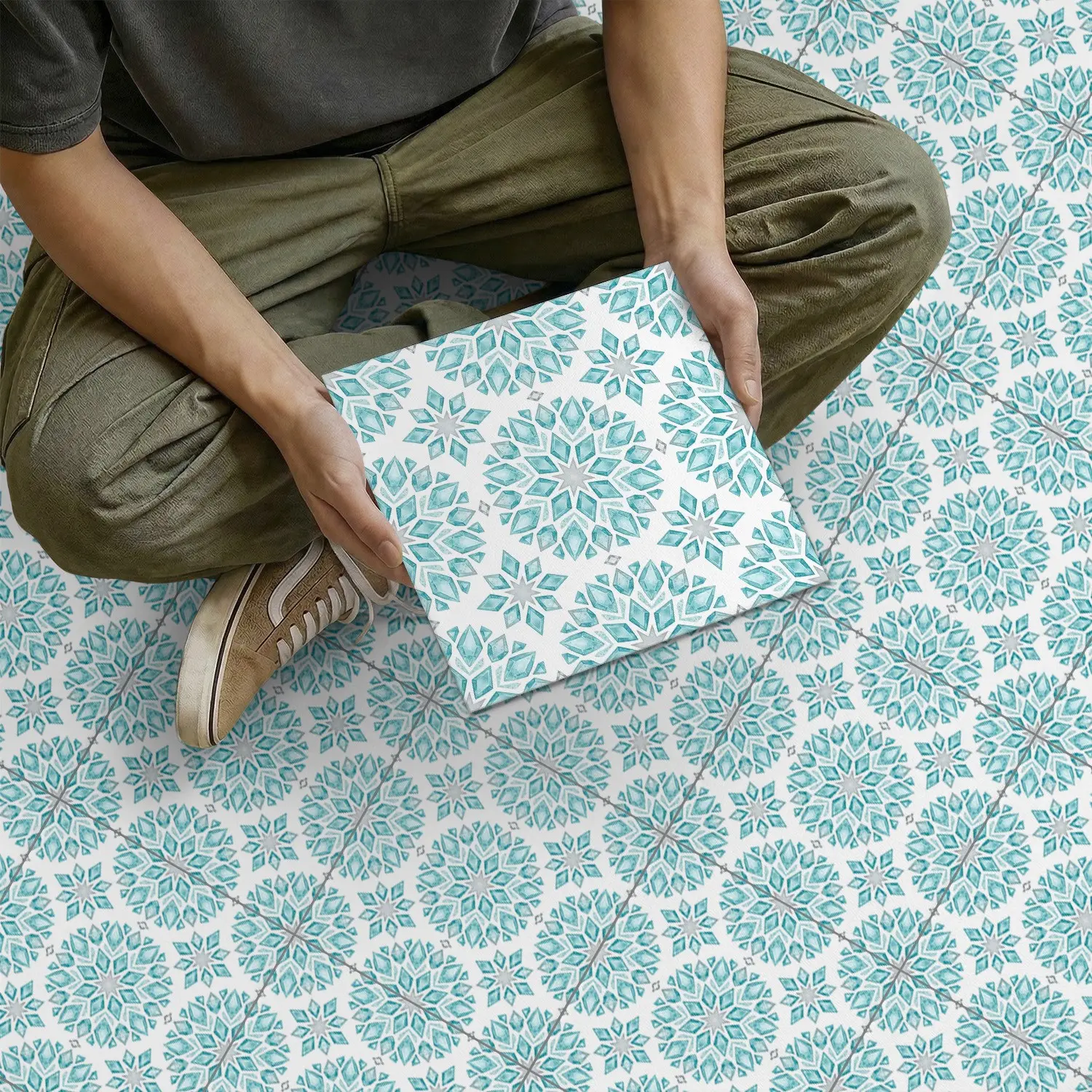 6pcs Waterproof Non-Slip Floor Stickers, Thickened Matte Durable, Self-Adhesive Removable, Home Bedroom Living Room Floor Decals