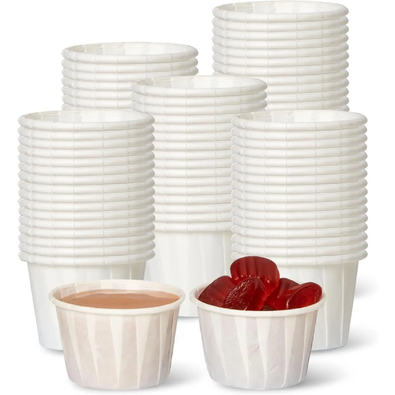 [500 Pack] 0.75 oz Treated Paper Souffle Portion Cups for Condiments Samples Measuring Jello Shots Sauce Disposable Cup - White