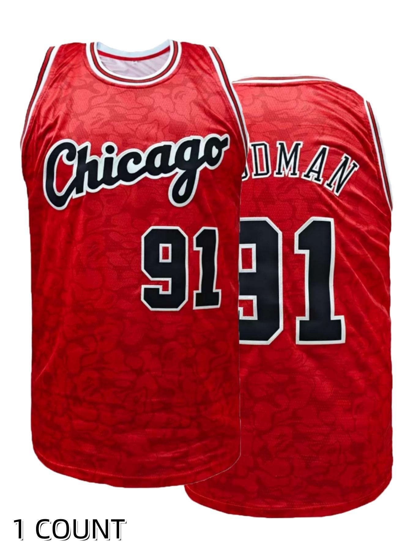 Men's Chicago Basketball Jersey, Breathable Sleeveless Basketball Sports Jersey, Basketball Training Competition Sports Uniforms for Men, Vintage Basketball Jersey