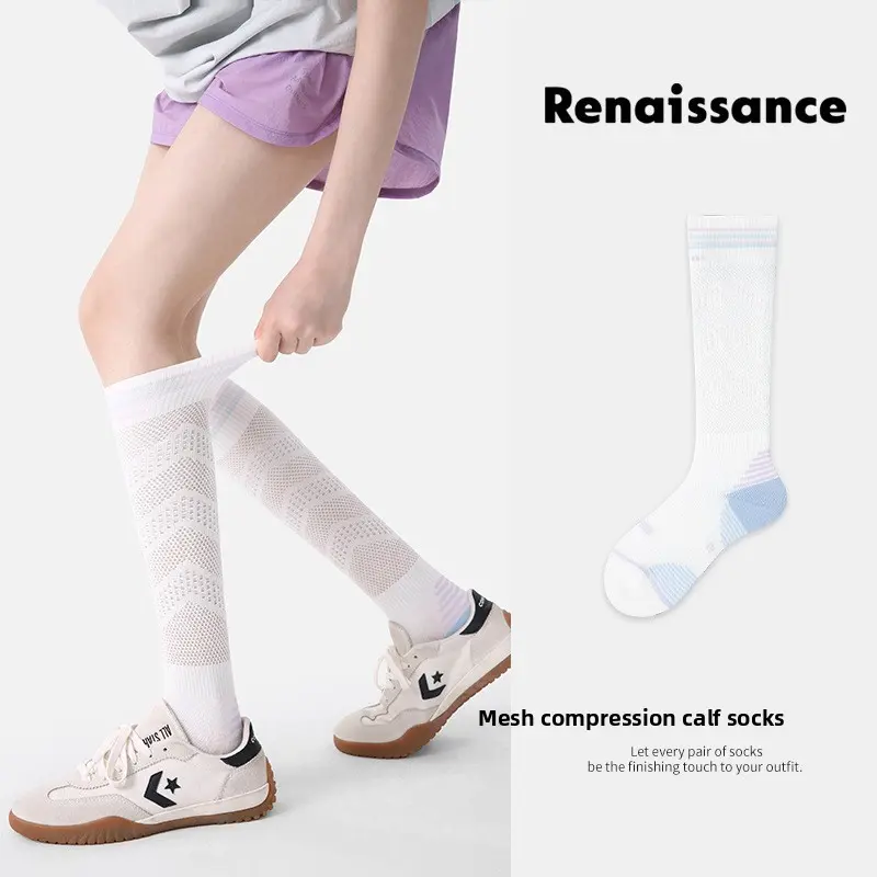 Women's Thin Mesh Compression Socks, Sporty Calf Fit Sportswear for Active Lifestyles - Breathable for Running & Badminton