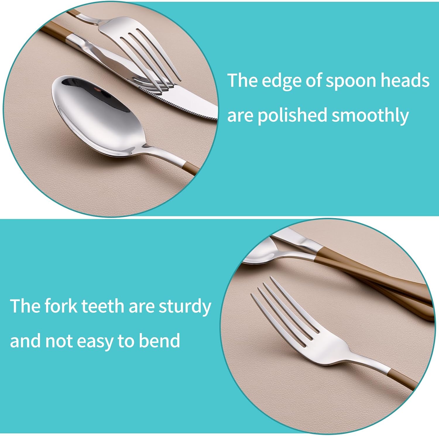 20- Brown Silverware Set for 4, 18/0 Stainless Steel Flatware Cutlery Utensils Set, Include Dinner ,Dinner Forks,Dinner Spoons,Salad Forks,Teaspoons,Dishwasher Safe