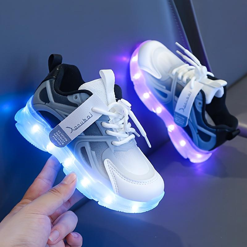 Casual Cool Rechargeable LED Sports Shoes Boys Shock Absorption Anti-Slip Running Training Luminous Sneakers