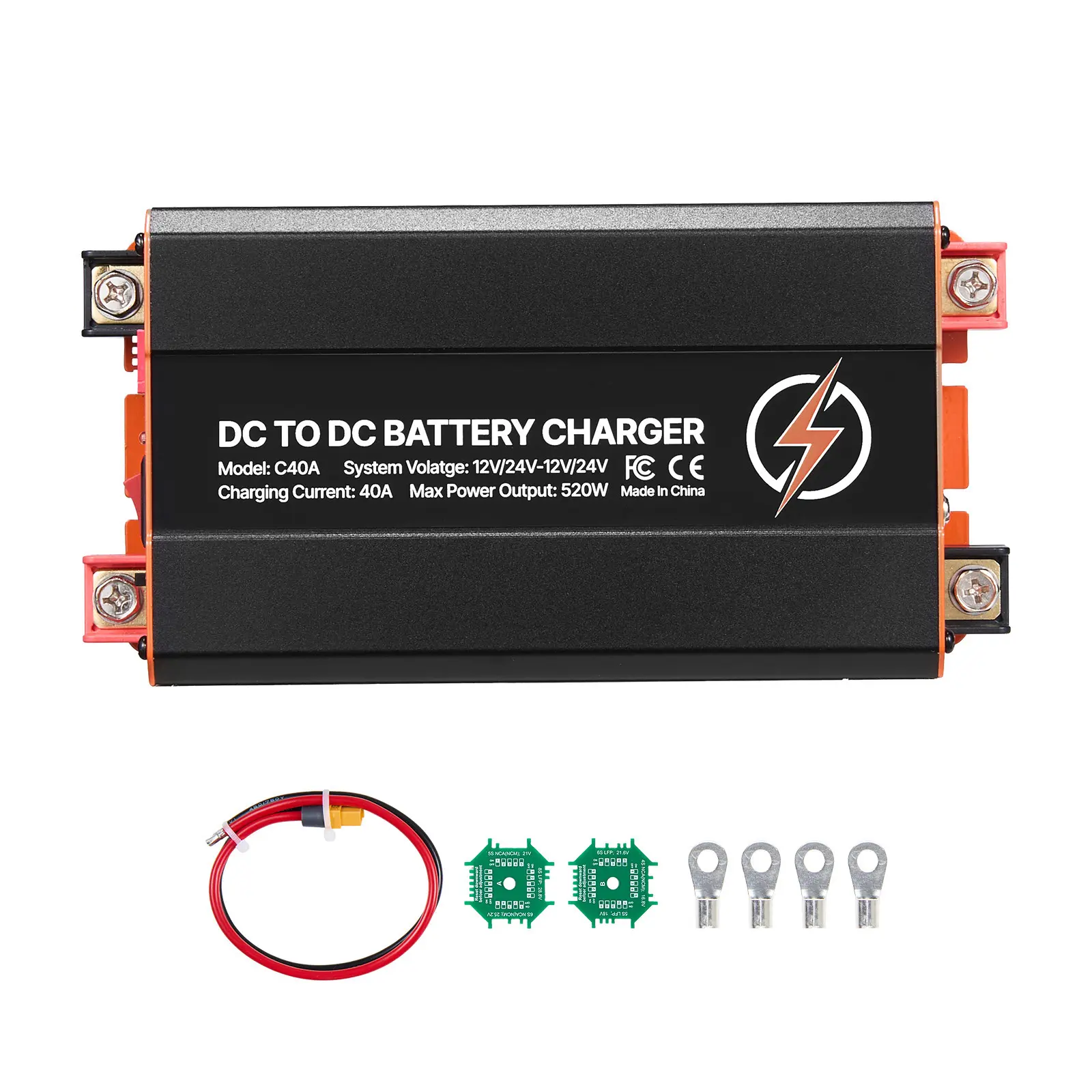 DC to DC Battery Charger, Alternator Charger, 520W Maximum Power, 12V/24V Input Voltage, Emergency Reverse Charging, Fast Charging Performance