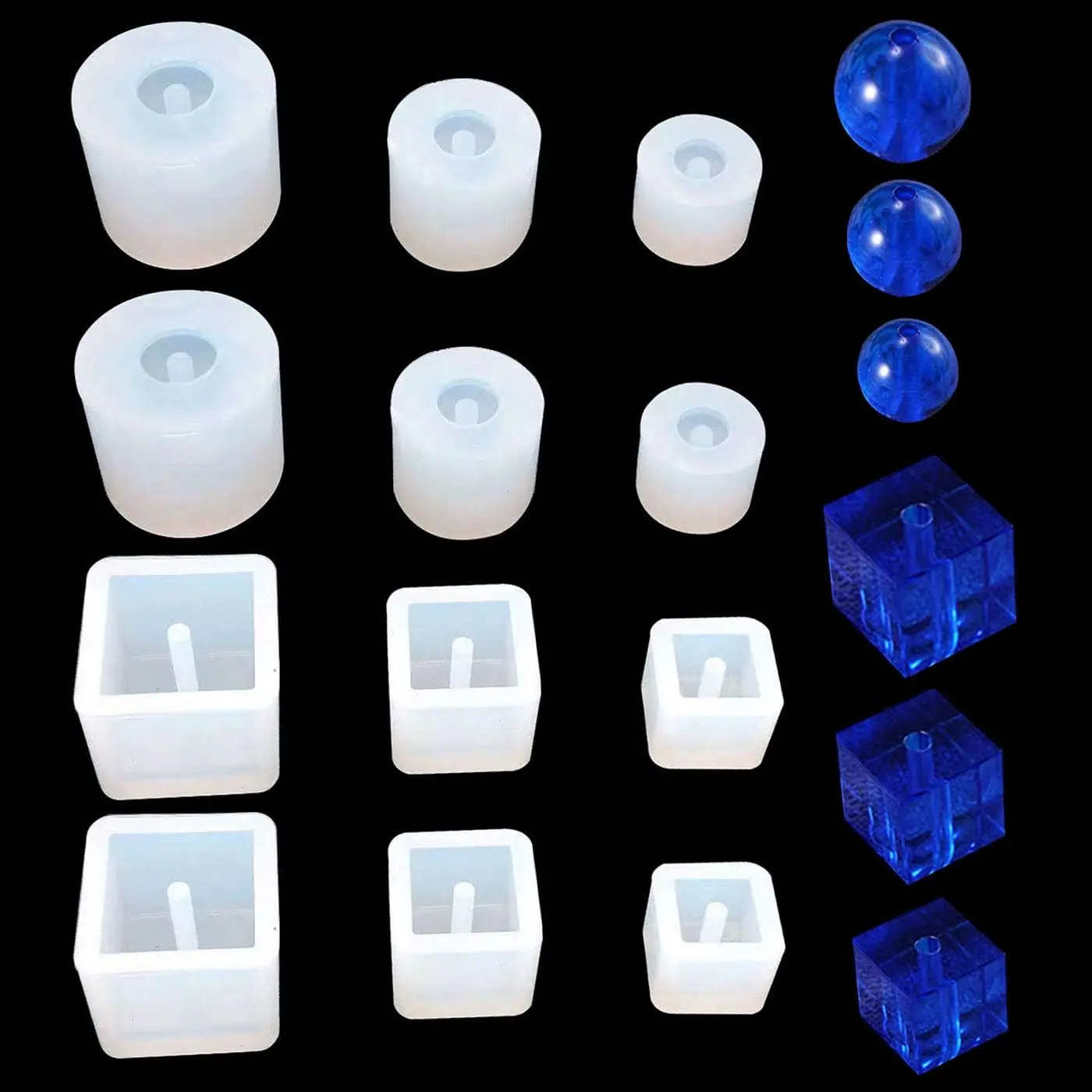 12PACK  Casting Molds Square Round Beaded  Mold Cube  Molds for DIY Bracelet Beads  Glass Beads Making