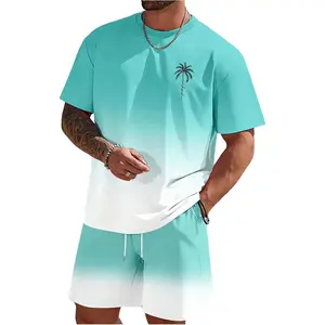 RoseSeek Men's Short Sets 2 Piece Outfits Tropical Graphic Tees and Shorts Sets Beach Vacation Outfits