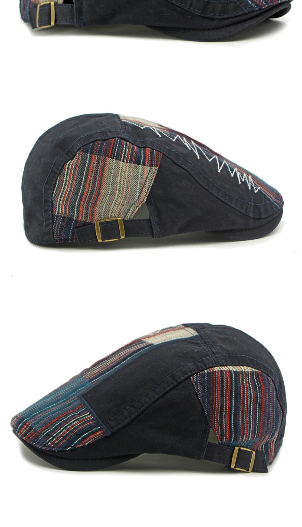 HT4806 Beret Cap Spring Summer Autumn Hats for Men Women Vintage Patchwork Beret Hat Male Female Ivy Flat Cap Adjustable Berets