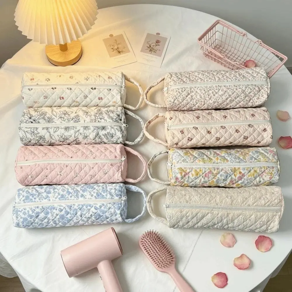 New Quilting Cotton Hair Dryer Storage Bag with Handle Large Capacity Curler Storage Bag Dustproof Hair Dryer Protective Case