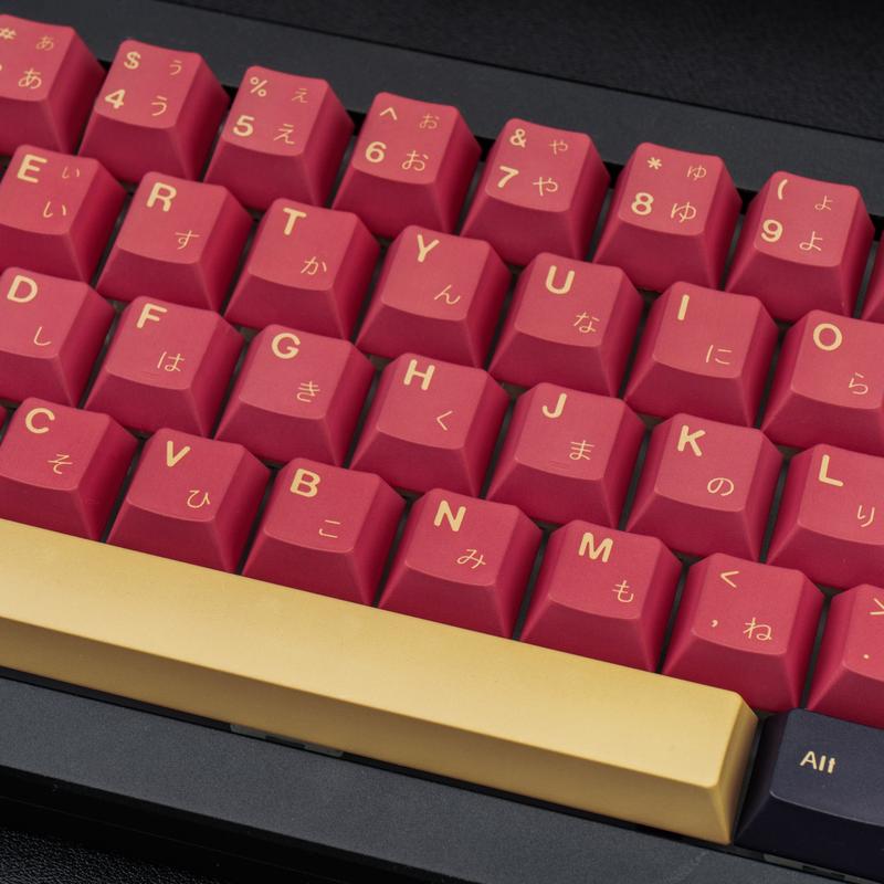 Cherry Profile Red Japanese Keycaps, PBT Material, Dye Sublimation, Minimalist Custom Key Caps for Mechanical Gaming Keyboard, 130 Keys