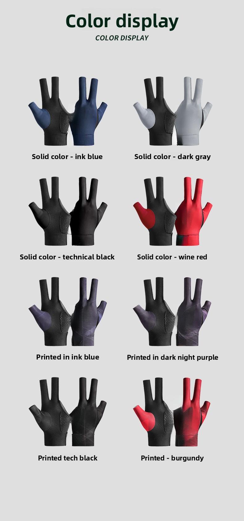 Professional billiard gloves, lightweight and breathable, three-finger open-finger gloves, snooker table ball non-slip gloves, single piece