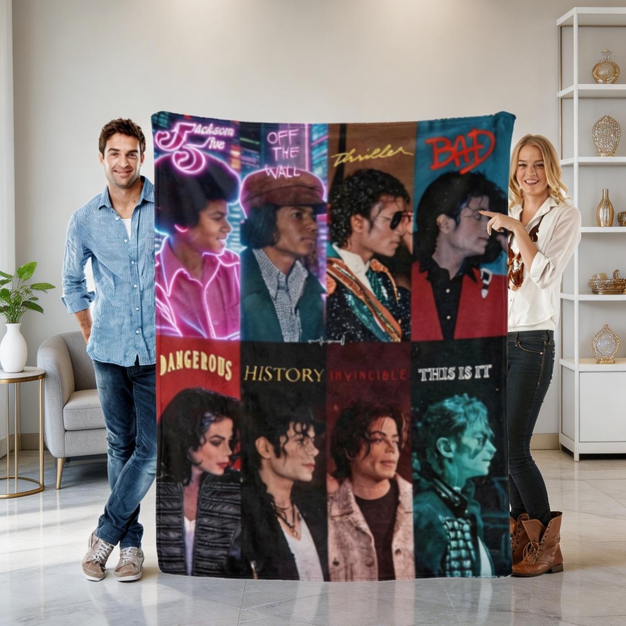 Michael Jackson Fan Flannel Blanket, King of Pop Throw Blanket, Soft Cozy Blanket for Sofa Bed, Music Lover Decor, Perfect Gift