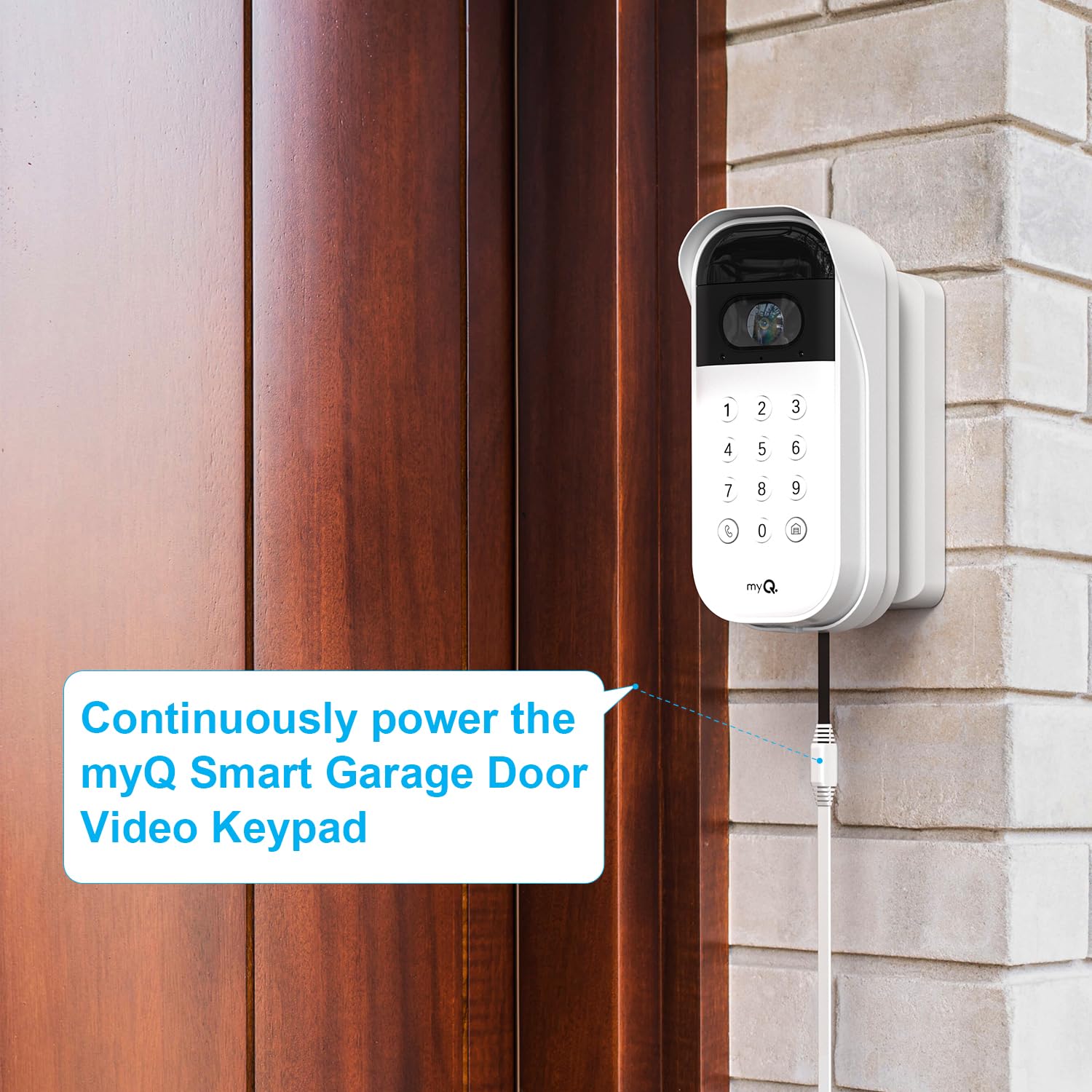 20ft/6m Power  and Adapter for myQ  Garage Door Video Keypad, Weatherproof Outdoor Flat   Continuously  Your Video Keypad