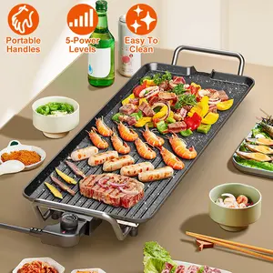 1Pc Electric Barbecue Grill Hot Plate Cooking BBQ Griddle Non Stick Table Top Grill Griddle For Indoor Outdoor Camping Picnic Family Gathering Friend Party non-stick pan nonstick korean plancha
