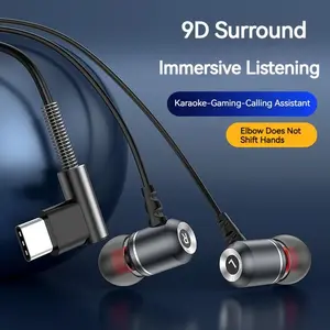 Wired In-Ear Headphones with Microphone, Low Latency, 3.5mm and Type-C Jacks, Compatible with Samsung Galaxy, iPhone, and More Devices