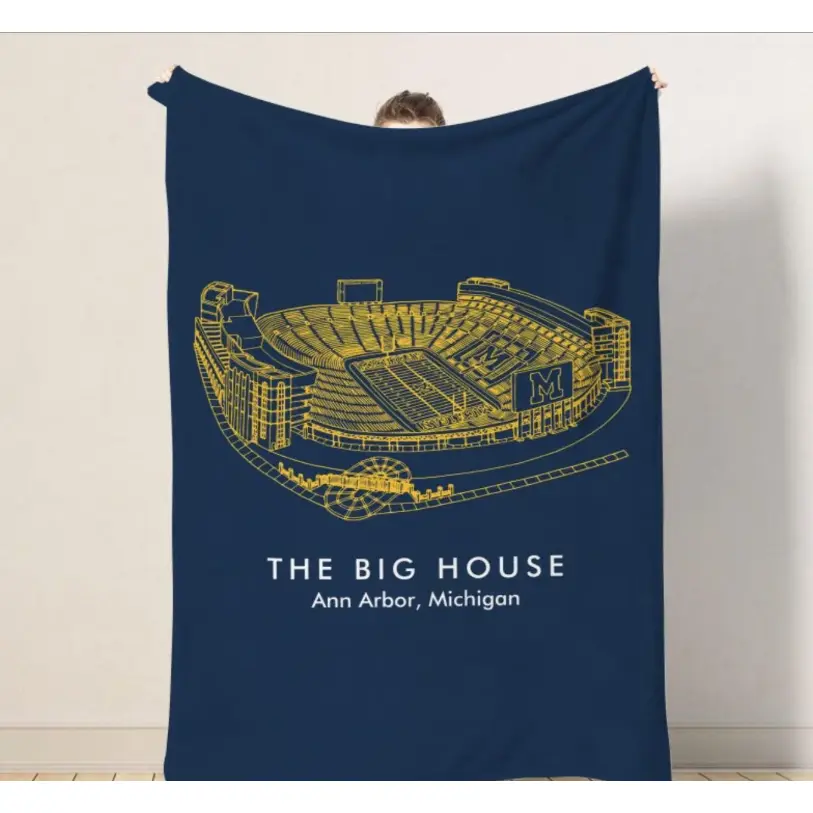 Michigan Stadium Blanket for Bed Sofa Home Bedroom Office Travel  Family Friends and Kids Birthday Gift Christmas Present