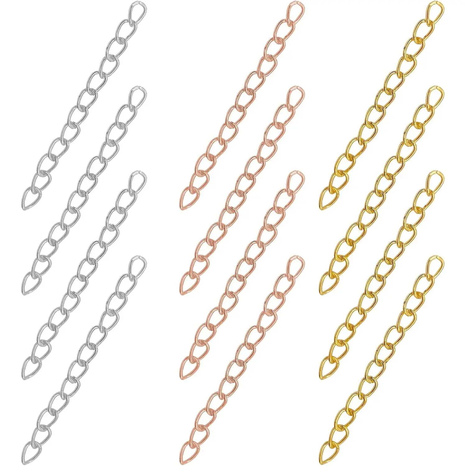 150 count Extender Chains for  Making,Tail Chain Removable Extension Chain Necklace Extension Chain Bracelet Chain Extender for Necklace Bracelet Anklet Key Chain(, , Rose )