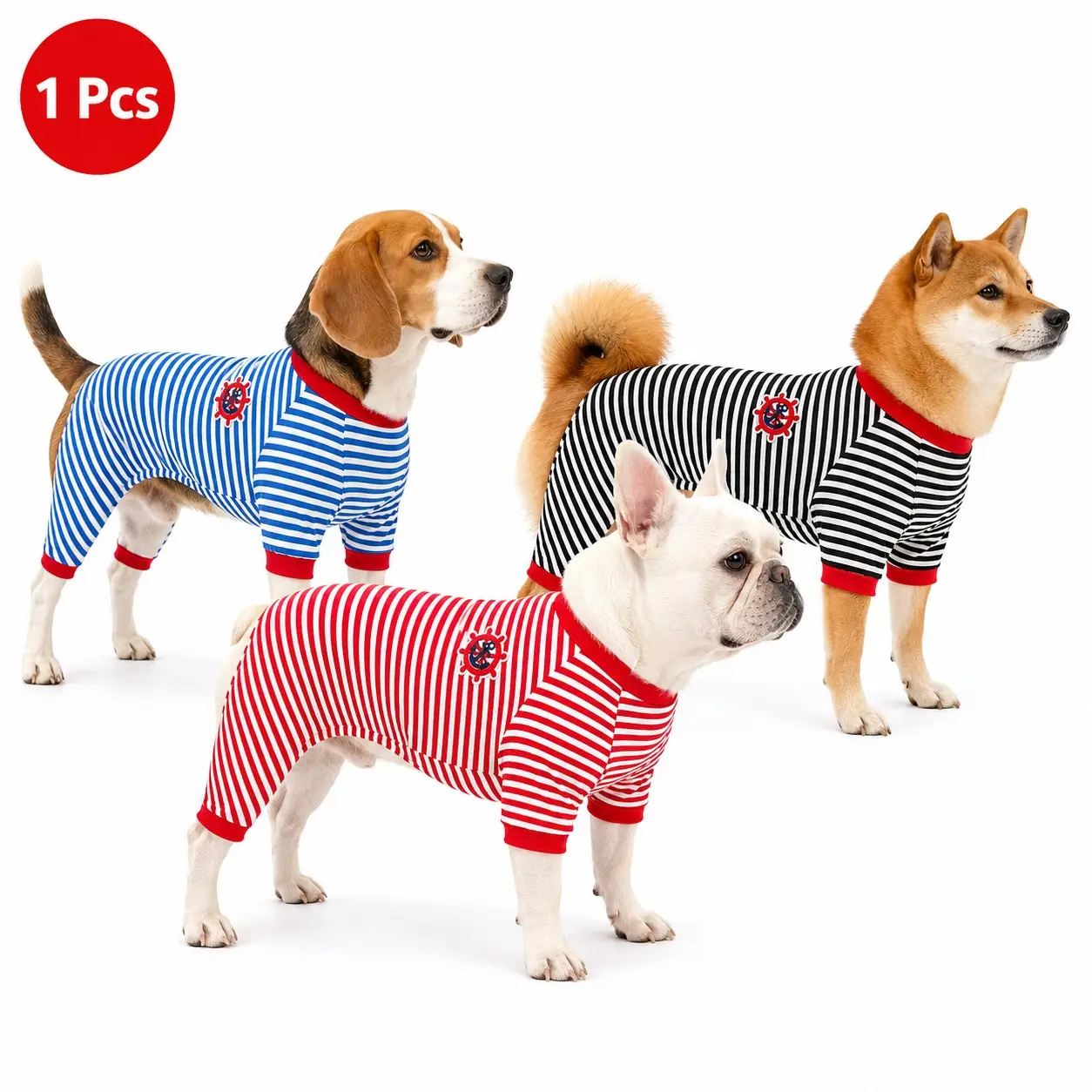 Koogal Dog Striped Pajamas S~2xl, Comfortable Sleepwear for Small and Medium Dogs, Stylish Pet Clothing for Cozy Nights