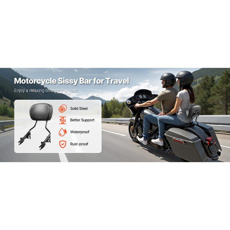 Detachable Motorcycle Passenger Backrest, Compatible with Harley-Davidson Touring, Street Glide, Road Glide, Road King, 16-Inch Height, Black Detachable Motorcycle Passenger Backrest, Compatible with Harley-Davidson Touring, Street Glide, Road Glide, Road King, 16-Inch Height, Black