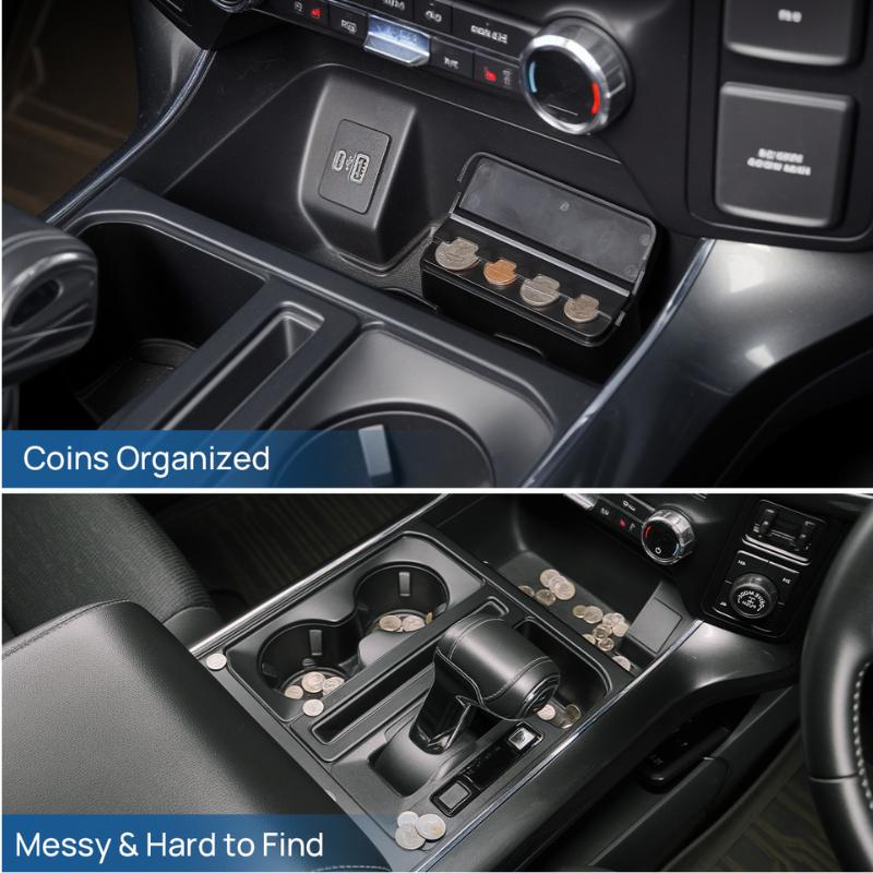 Compact Coin Holder for Car Change Organizer Precision Design Universal Fit Eco-Friendly Durable Materials 4.7x1.6x1.9in Concealed Storage Flip Lid