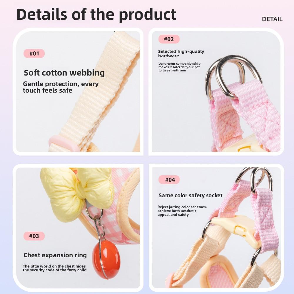 New Plaid Print Lightweight Thin Dog Harness for Small Dogs, Outdoor Dog Leash for Walking Adjustable Dog Collars zipper pouch jumping accessories strap pet breathable mesh cat harness walk LED Retractable Two-Dog with Swivel Head shaped surprise gift