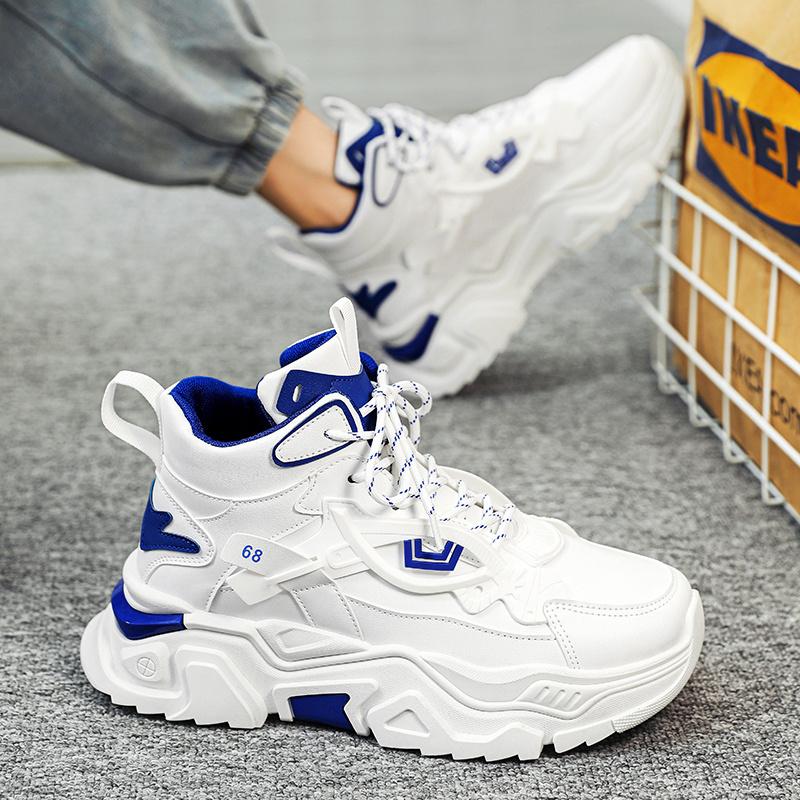 UYCEKK Men'S Comfortable Fashion High-Top Versatile Casual Sneakers|   Faux Upper, Rubber Sole, Lace Closure, Pointed Toe, Suitable for Spring/Fall