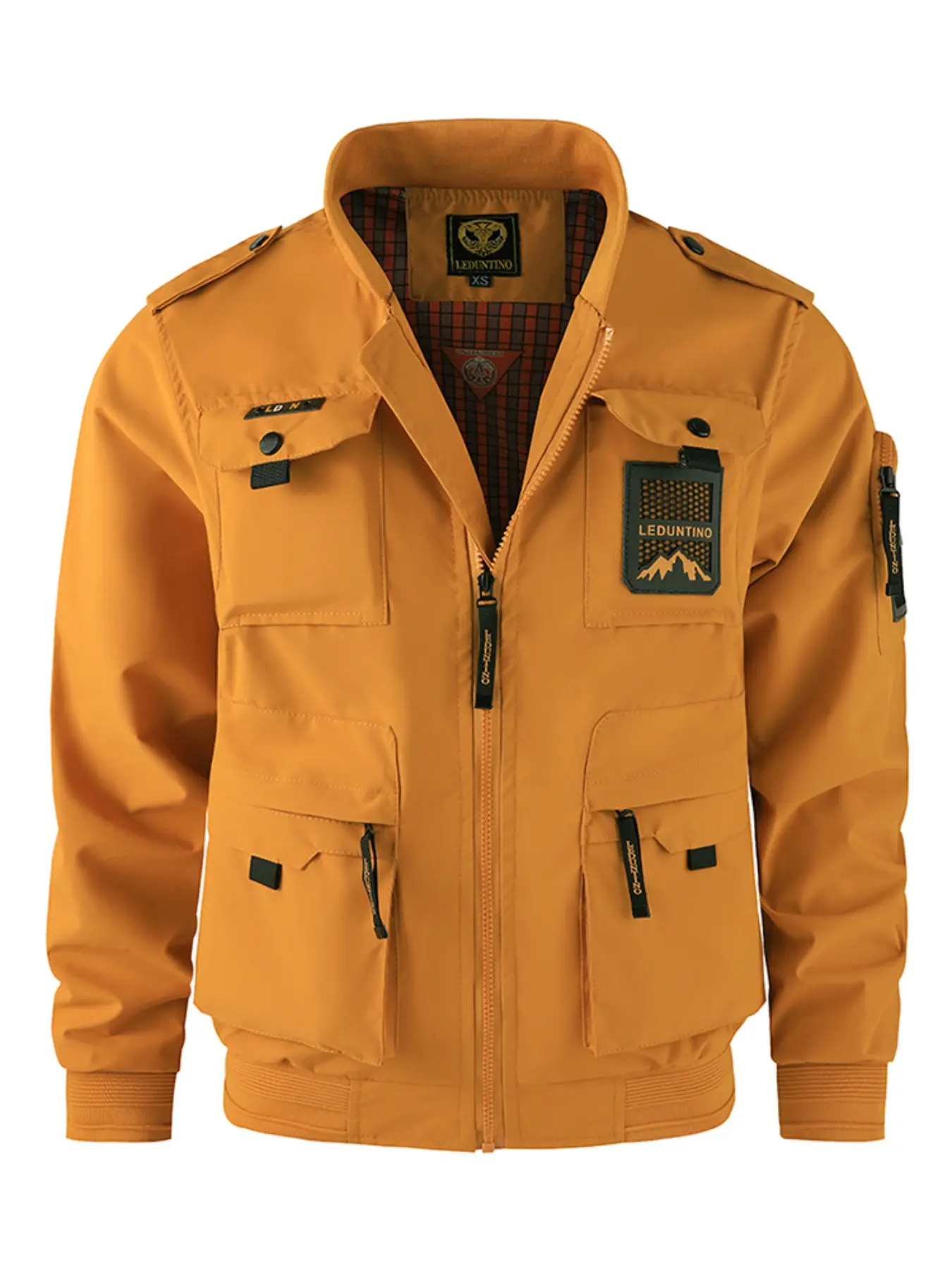 Men's Stand Collar Work Jacket, Multi-Pocket Tactical Outerwear, Outdoor Casual Five-Color Top, Slim-Fit Pilot Coat