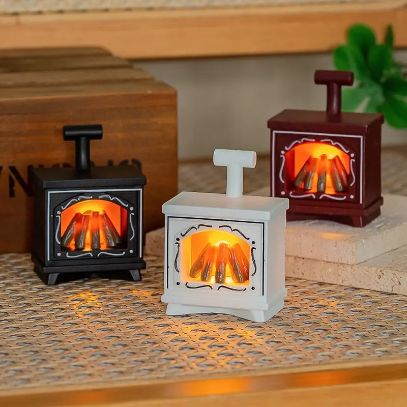 Mini Electric Dollhouse Fireplace - Realistic Flame Effect, Cozy Glow LED Candle Light, Dollhouse Decor Accessories, Ornaments for Mini Displays, Tabletop Accent for Bedroom Living Room, Led Powered