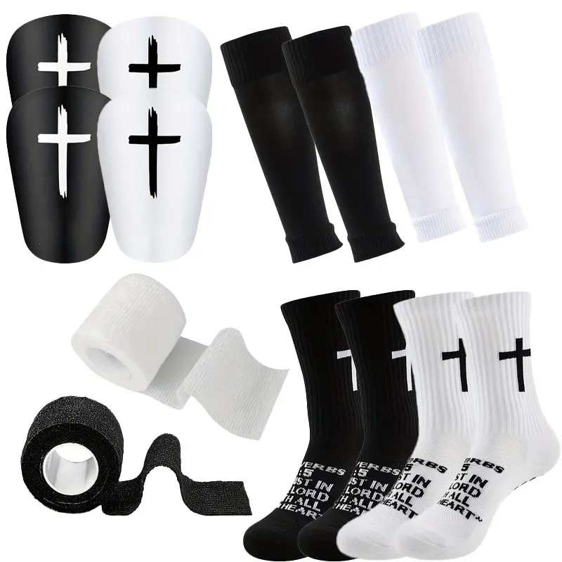 Set Unisex Football Gear Sports Socks Comfortable Leg Sleeves Sports Insoles Athletic Bandages Diabetic Socks Perfect for Outdoor Activities Enthusiasts Football Basketball Thick Durable Mini Trendy Football Equipment.