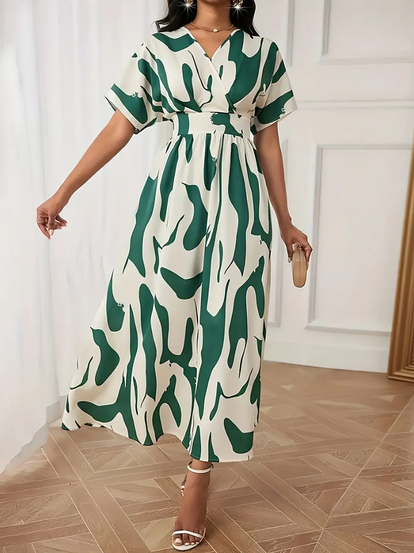 Colorblock Waist Cinched A-Line Dress, Stylish, Elegant and Comfortable Design, Perfect for Casual Wear, Ideal for Daily