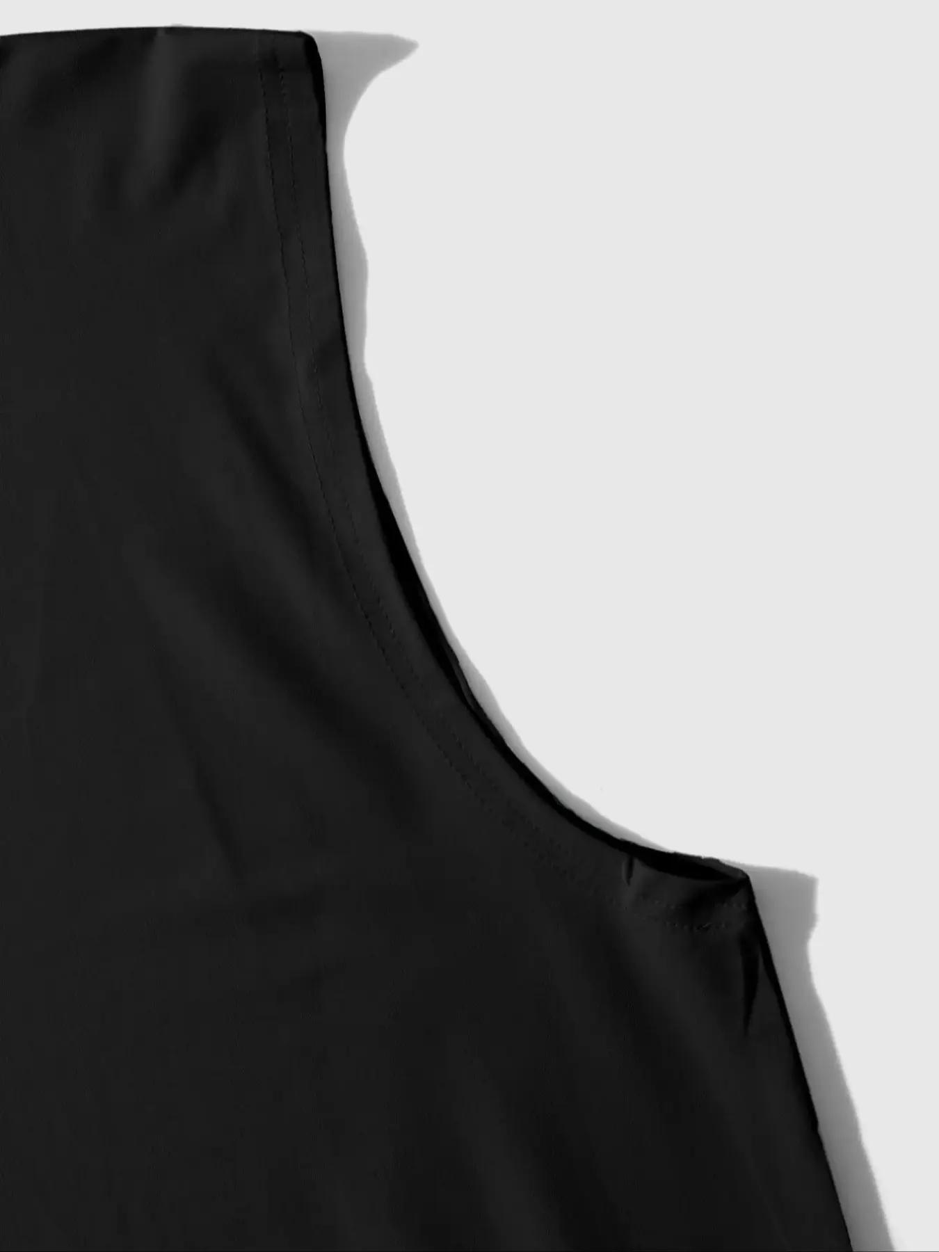 Men's Bear & Letter Print Round Neck Tank Top, Regular Fit Casual Sleeveless Printed Crew Neck Top for Summer, Sleeveless Shirt, Men's Clothes for Daily Wear, Crewneck Menswear, Athletic Tank Tops, Workout Tank Tops, Tank Undershirt Pack, Vests