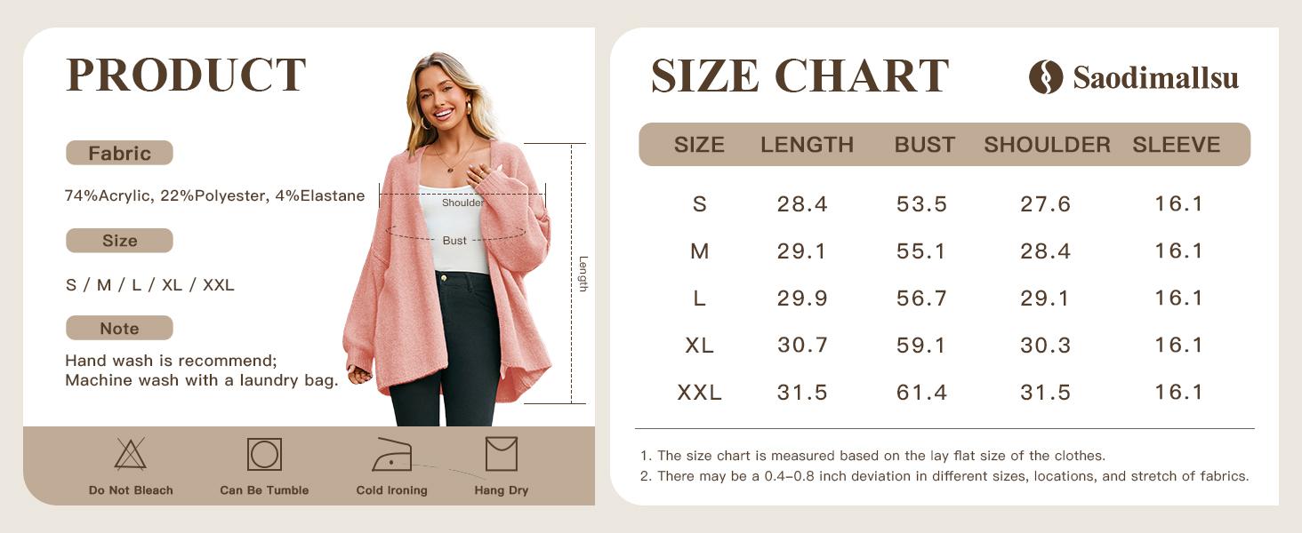 Saodimallsu Womens Oversized Cardigan Sweaters Open Front Chunky Knit Casual Long Lantern Sleeve Fall Sweater Coats chunky  cardigans  for  women SpringStatements