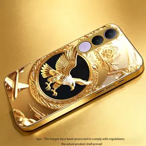 Majestic white-headed golden eagle phone case suitable for vivo S1/S1 Pro/V11i/V20/V20 Pro/V20 SE/V21 5G/V21/V21e/V23 5G/V23e 5G/V23e/V25/V25 Pro Light luxury gold glass texture phone case