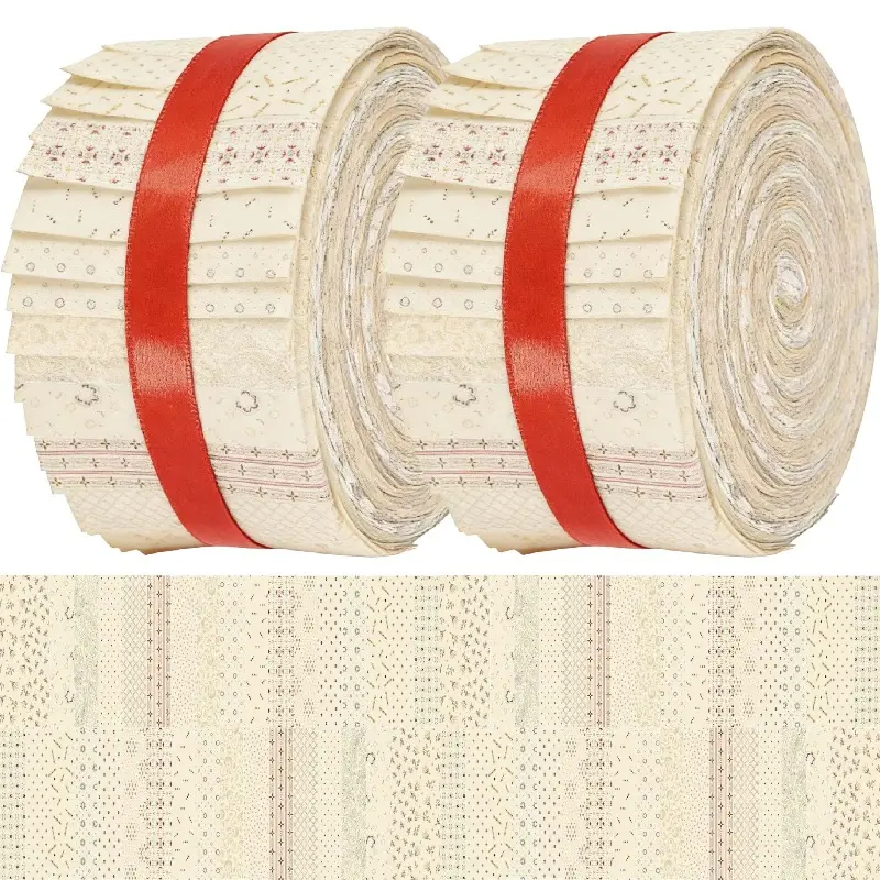 40Pcs Elegant Vintage Floral Fabric Strips 2.55x19.7 Inch Precut Quilting Strips Premium Cotton Fabric Rolls for Handmade Sewing and Bag Decor