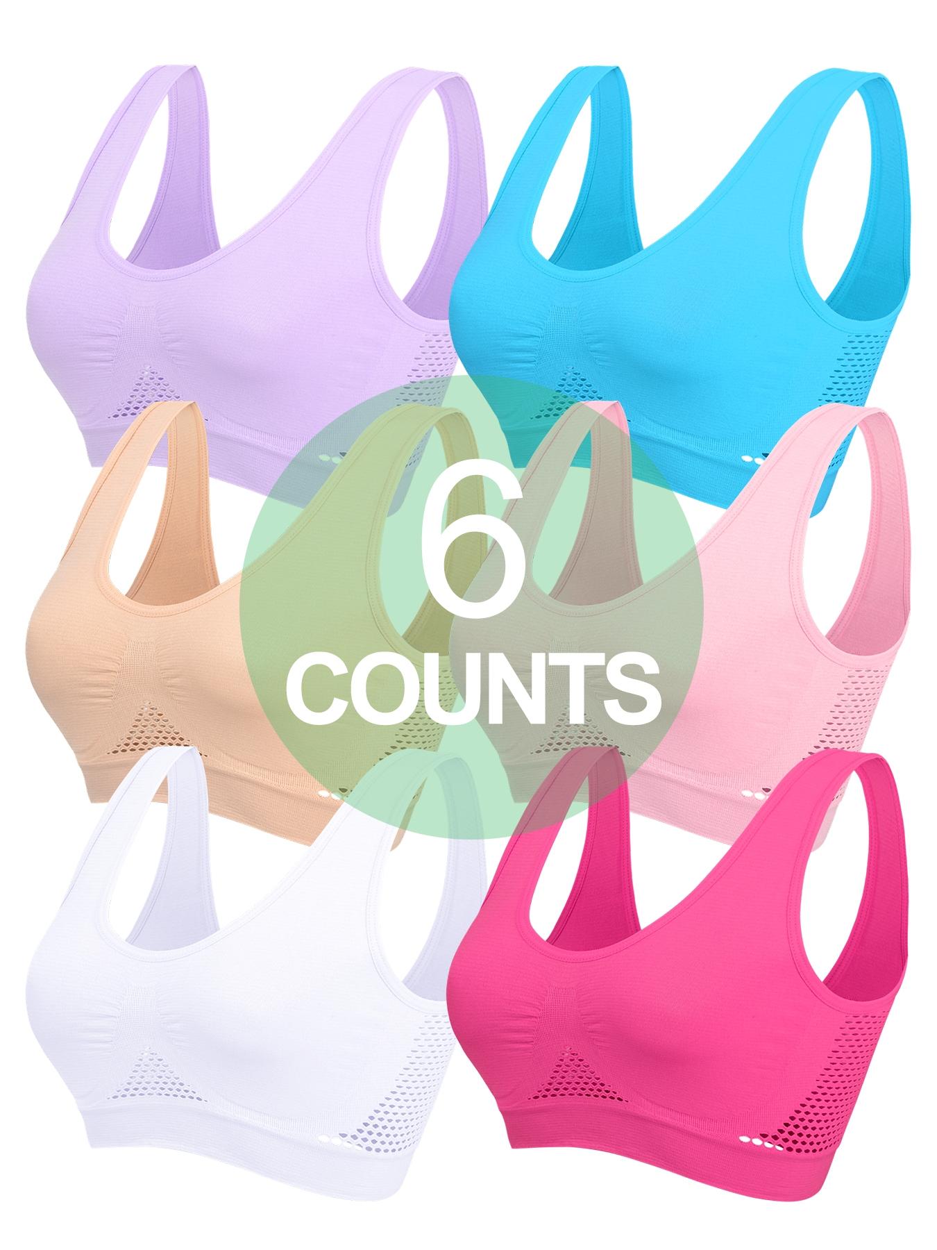 Women's Wireless Stretch Sports Bra Set, Seamless Hollow Out Design, Breathable Unpadded Push-Up Bras, Casual Slim-Fit Full Coverage Support