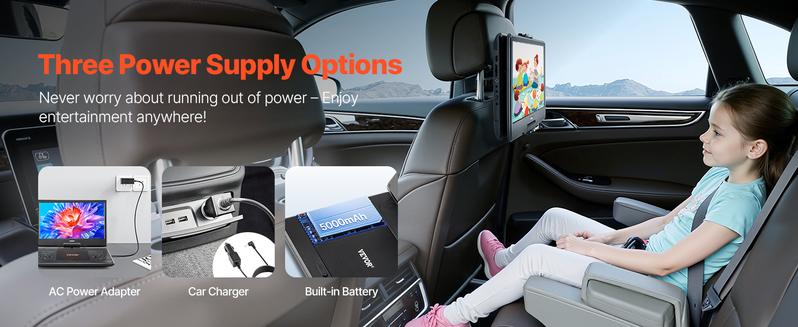 VEVOR Portable DVD Player, 14 inch HD Swivel Display Screen, 4.5-5 Hours Built-in Rechargeable Battery, Dual Speakers, Support Sync TV/USB/SD Card/CD/DVD, Car Charger, AC Power Adapter, Remote Control