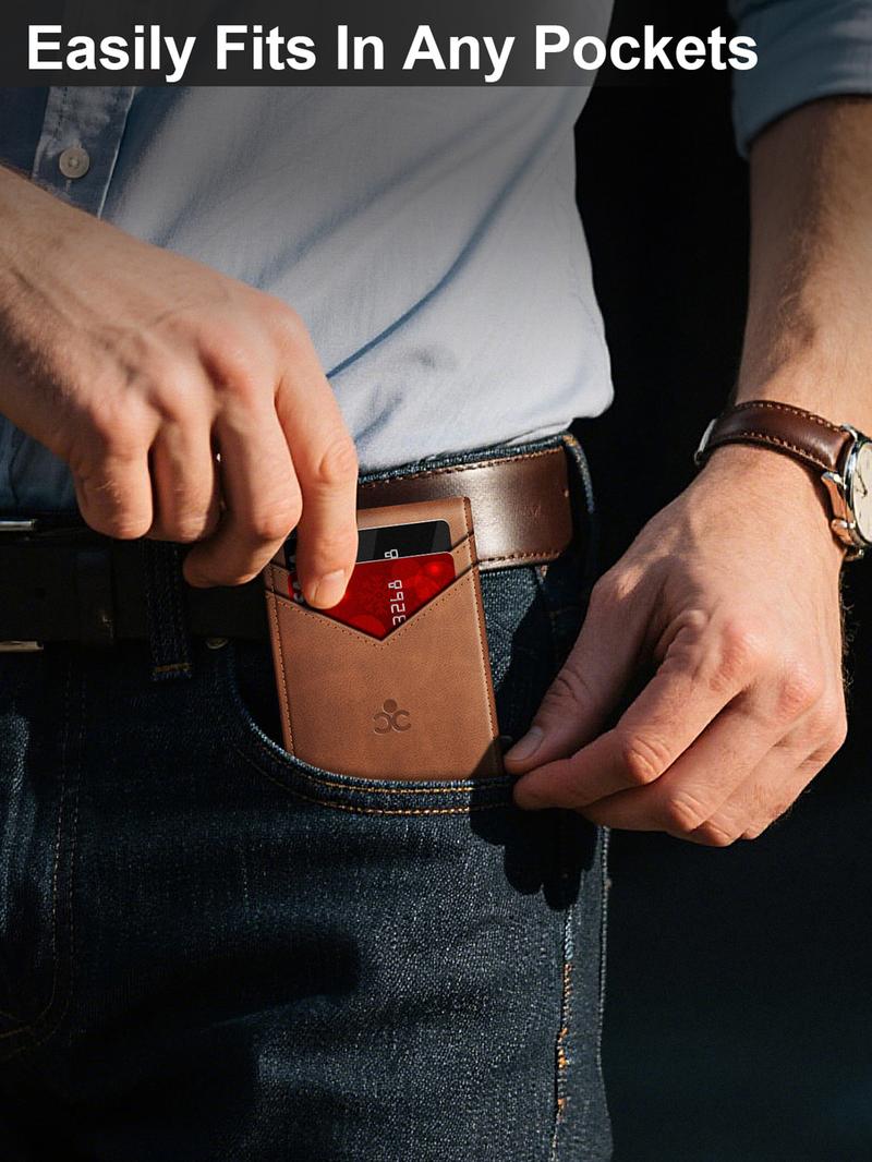 Men's Minimalist RFID Blocking Card Holder, Slim Pop Up Wallet, Simple Style Card Holder for Daily Use, Credit Card Holder