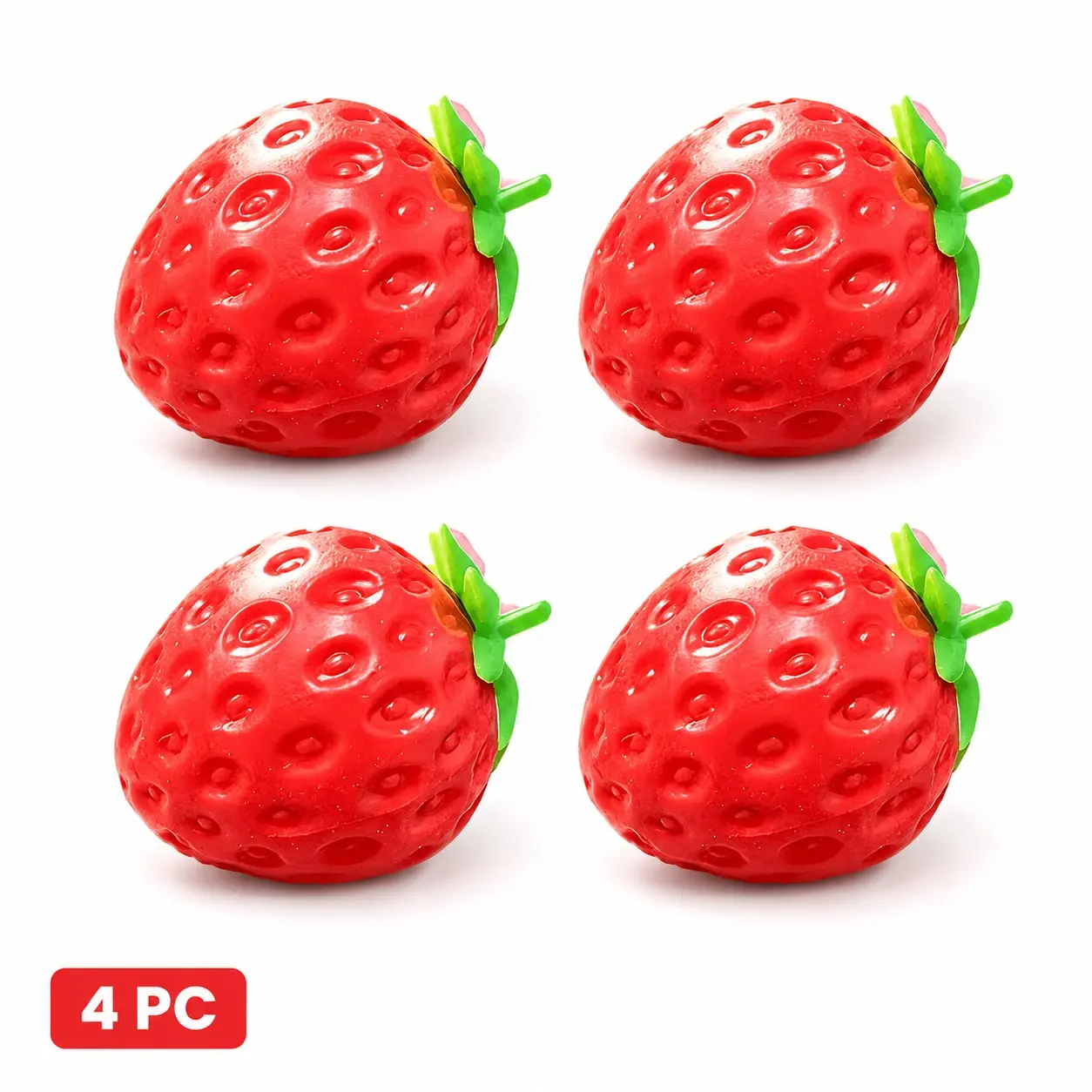 1/2/4PC Mini Strawberry Squishy Toy, 6cm Pocket Size Stress Relief Squeeze Toy, Cute Glossy Fidget Toy for Desk, Travel, Party Favor & Gift