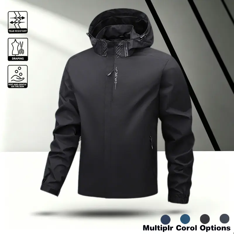 Spring thin hoodie men's hooded windproof jacket outdoor hiking suit casual versatile waterproof jacket