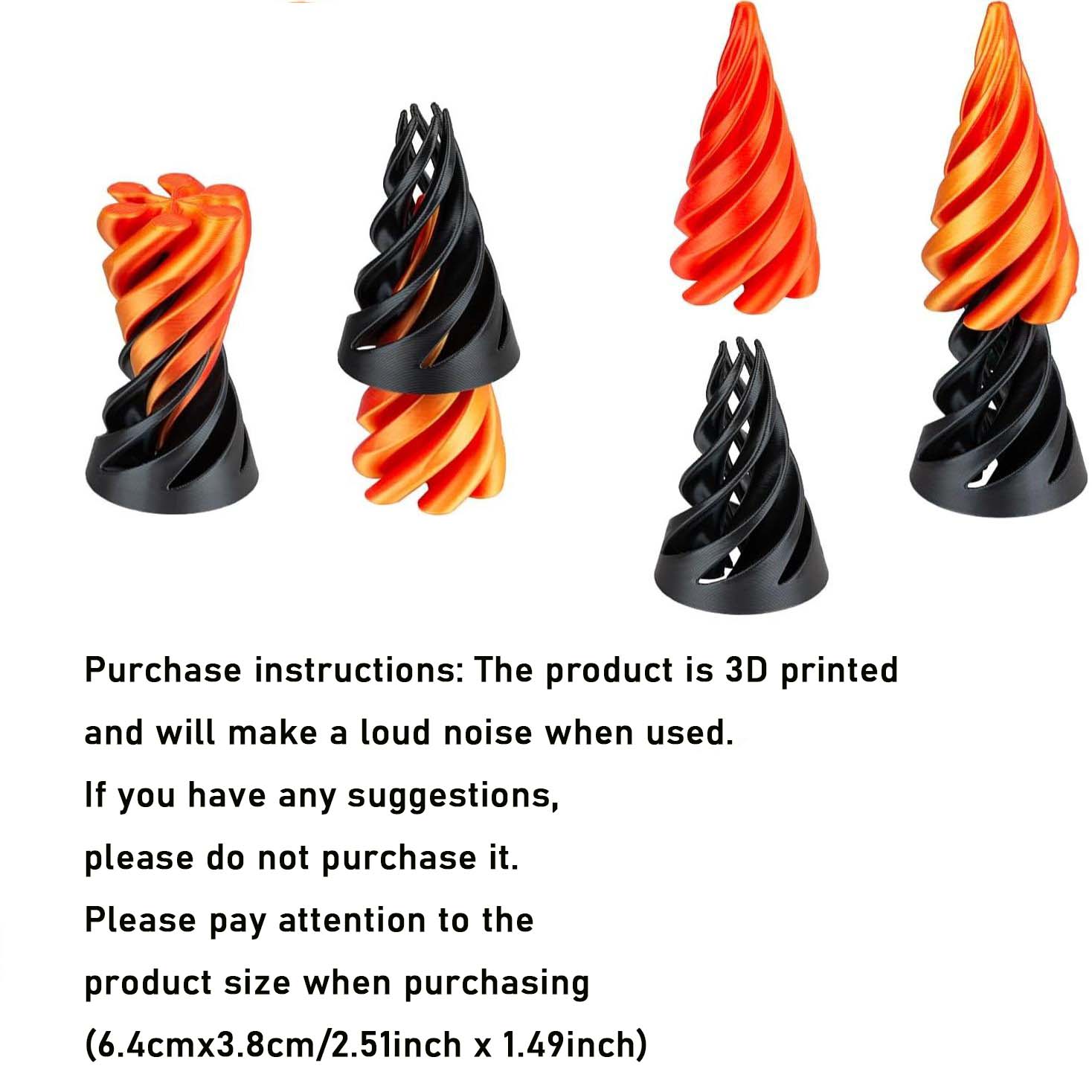 Random Color 3D Printed Spiral Fidget Toy, 1/2 Counts Impossible Cone Mini Fidget, Cones Passing Through Pyramid Toy for Stress and Anxiety Relief, Stress Relief Fidgeting