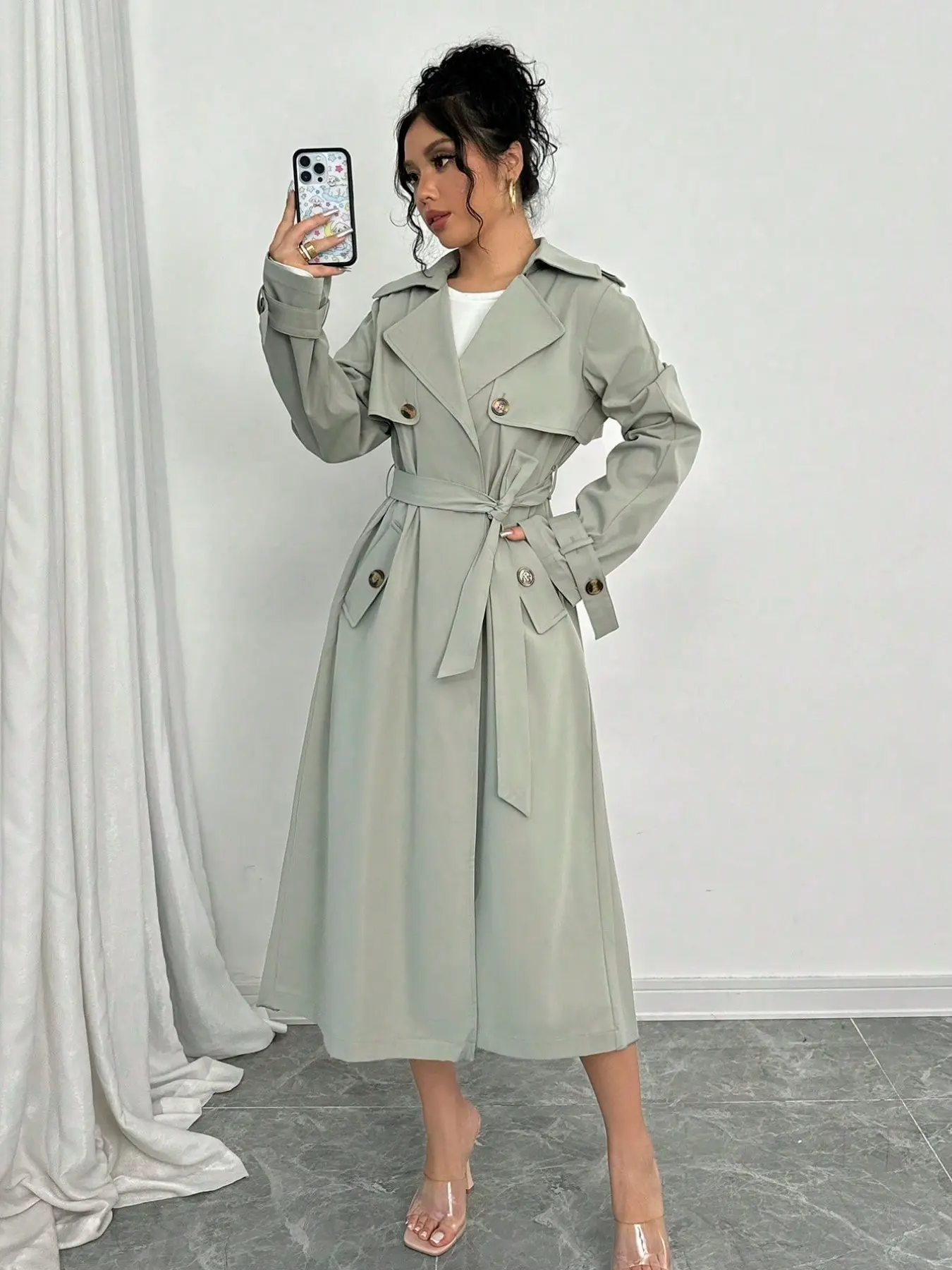 Elegant Women's Belted Waistcoat Coat, Long Lightweight Outerwear, Classic Autumn Jacket, Office Commute Style, Fall Winter Fashion