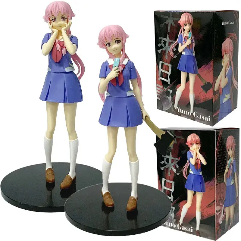 17CM  Anime Future Diary Action Figure Mirai Nikki Yuno Gasai Face Hugging Posture Cute Model Toys Decoration Christmas Gifts