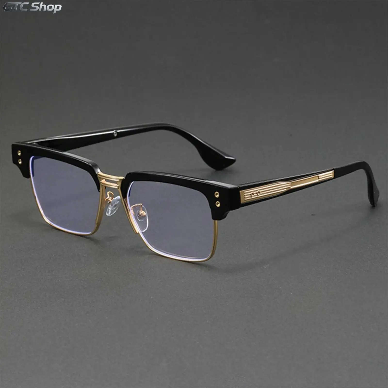 Retro Gentleman Square Half Rim Glasses Niche Design Temples Suitable for Business Formal Glasses for Both Men and Women Square Frame Eyewear Classic Fashion Glasses Fashion Eyeglasses