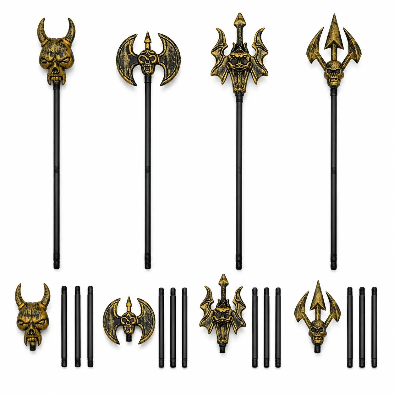 Halloween Plastic Vintage Trident Ghost Head Weapon, Costume Party Performance Props, Halloween Decorations, Fun Accessories