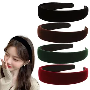 4Pcs Velvet Padded Headbands Thick Sponge Hair Bands Vintage Classic Old Money Style Hair Accessories for Women