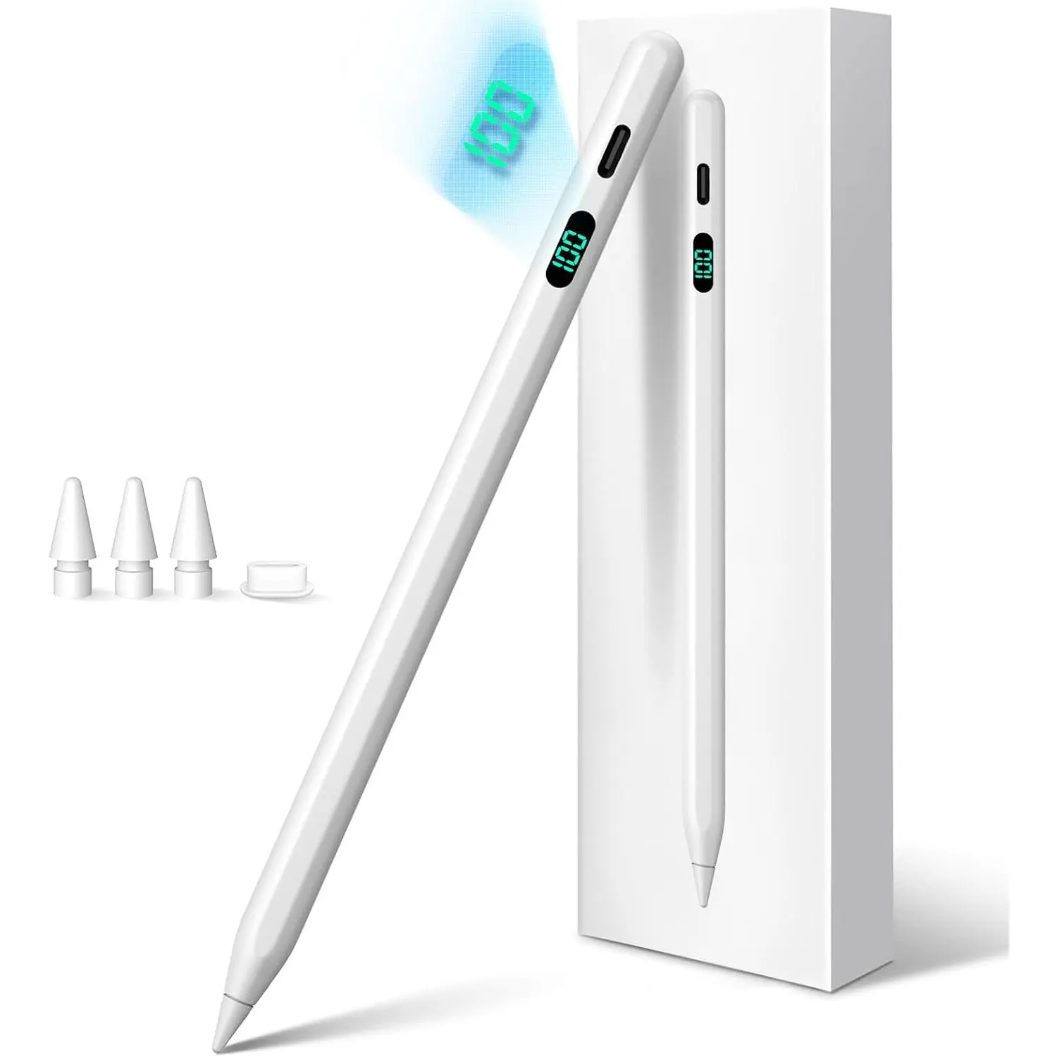Stylus Pen for iPad 2026-2018 with LED Power Display  Charge,Palm Rejection Pencil for iPad 10/9/8/7/6th,11th A16,Air 11/13 M2/M3/M4,Pro 11/13 M4/M5,Pro 12.9",Air 5/4/3,Mini 7/6/5