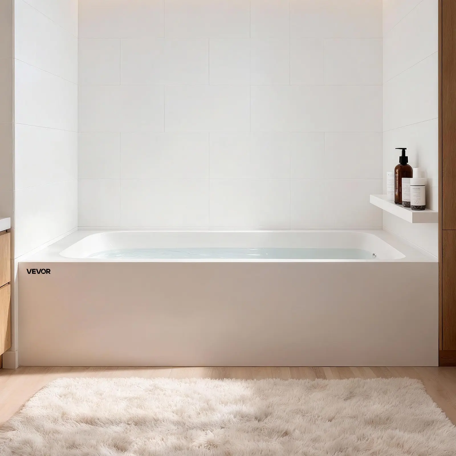 【DealsForYouDays】VEVOR Acrylic Alcove Bathtub, 71.9"x32" Contemporary Large Rectangular Deep Soak Tub, Right-Hand Drain, Overflow Hole, Integral Flange, Relaxation-Focused Easy-Install White Bathroom Tub