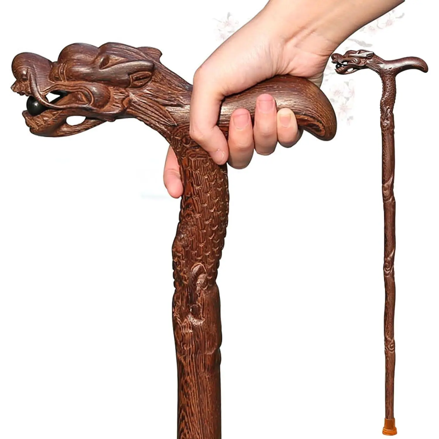 Dragon Canes for Men, Handmade Wooden Walking Canes for Men Women,Heavy Duty Up to 500 Pounds,Exquisite Natural Wood Carved Walking Ergonomic Stick